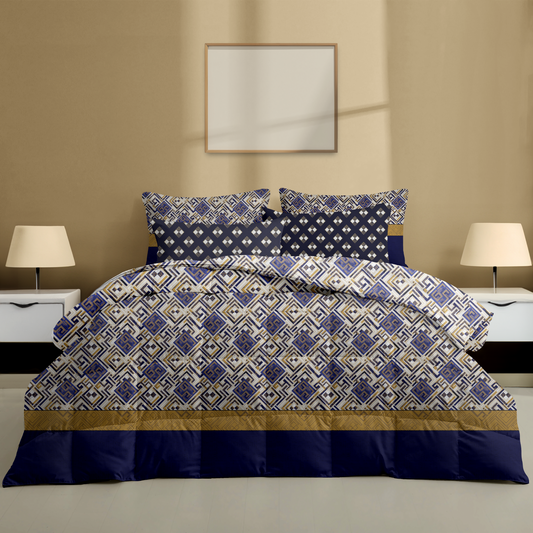 Blue Geometrical Bedsheet set
