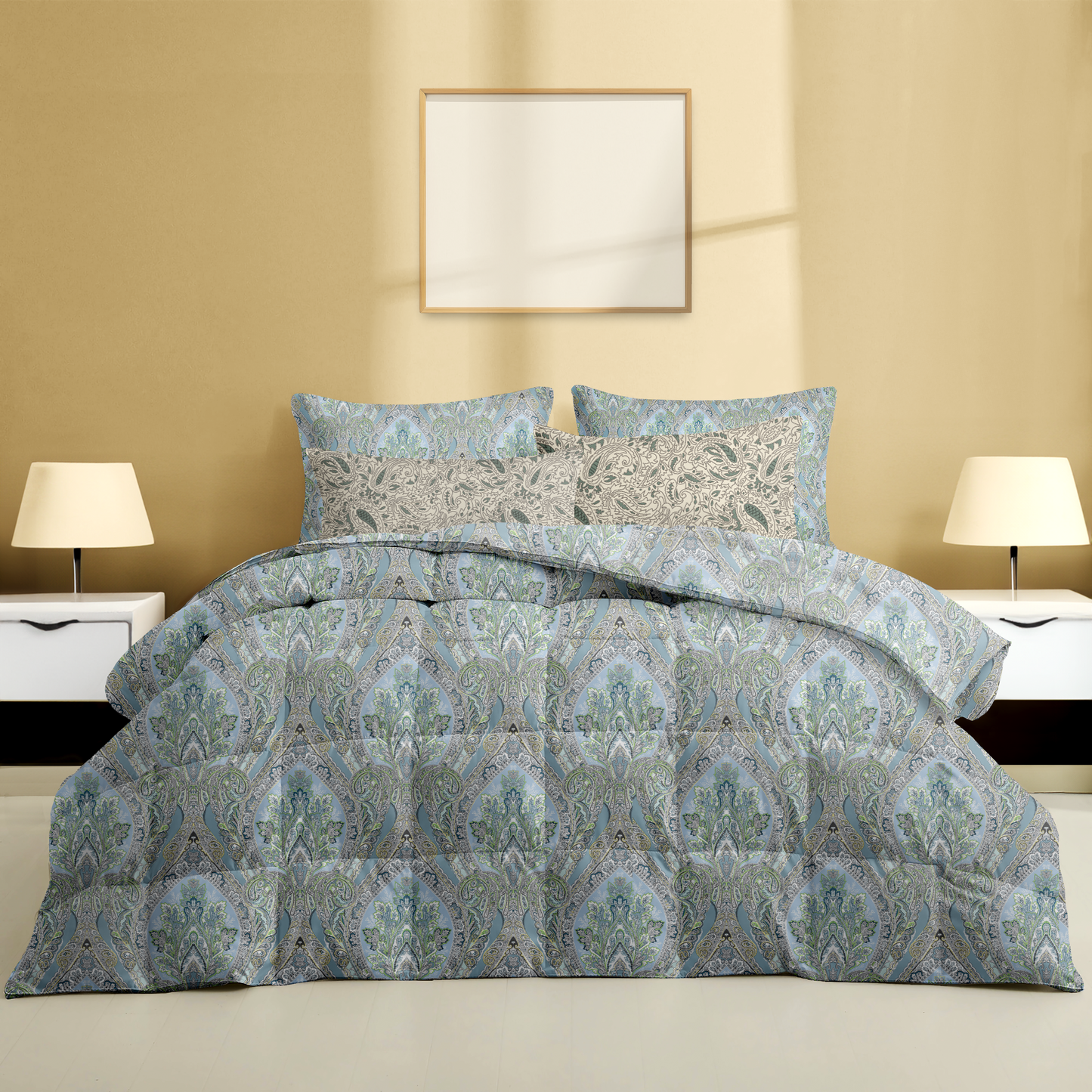 Blue Flore Bedsheet Set