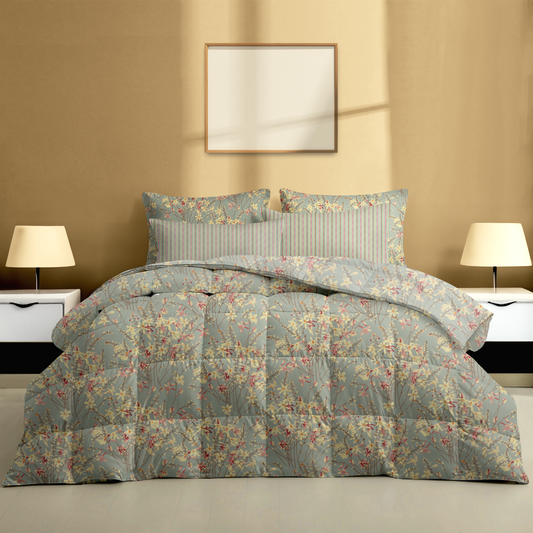 Lite Green Flowers Bedsheet set